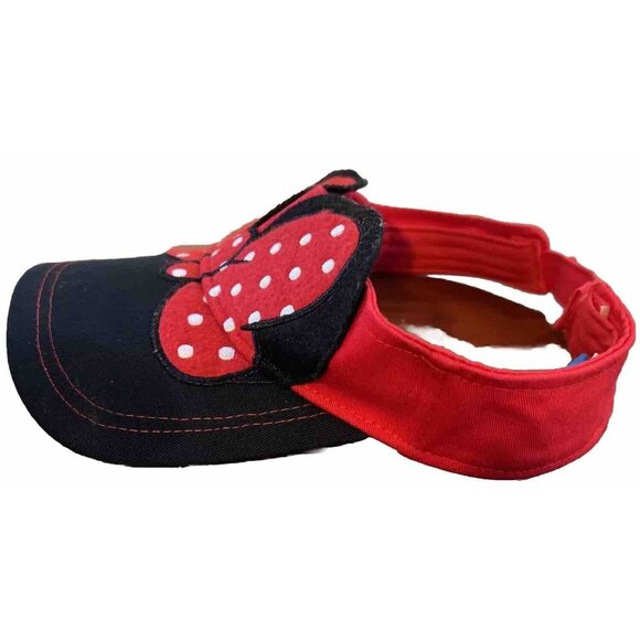 Walt Disney World Parks Disneyland Minnie Mouse Ears Polka Dot Red Visor Hat Cap - Picture 2 of 6